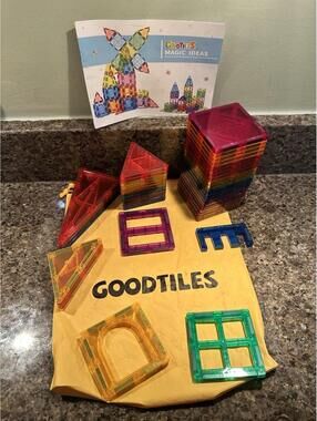 Goodtiles 45 Piece Magnetic Tiles Building Blocks Set 3D Magnet Used